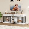 Double Dog Crate Furniture, Large Wooden Dog House with 4 Drawers - 4 of 4