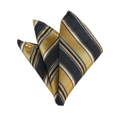 TheDapperTie - Men's Stripe Woven 10 Inch x 10 Inch Pocket Squares Handkerchief