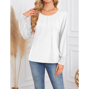 Women's Long Sleeve Crewneck T-Shirt Top with Ruffled Cuff - 1 of 4