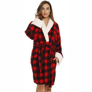 Just Love Womens Plush Printed Plaid Robe | Ladies Bathrobe - 1 of 2