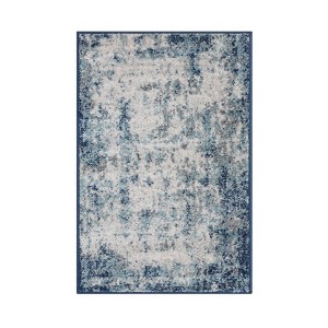 Modern Abstract Area Rug Low Pile Fade Stain Resistant Rug Soft Contemporary Accent Carpet for Living Room Bedroom Nursery,Blue/2'x3' - 1 of 4