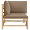 vidaXL Garden Corner Sofa Taupe Bamboo with taupe polyester cushions - 4 of 4