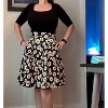 Women's Vintage Floral Midi Skirt - Pleated A-Line Skirt with Pockets Black-daisy - 3 of 4
