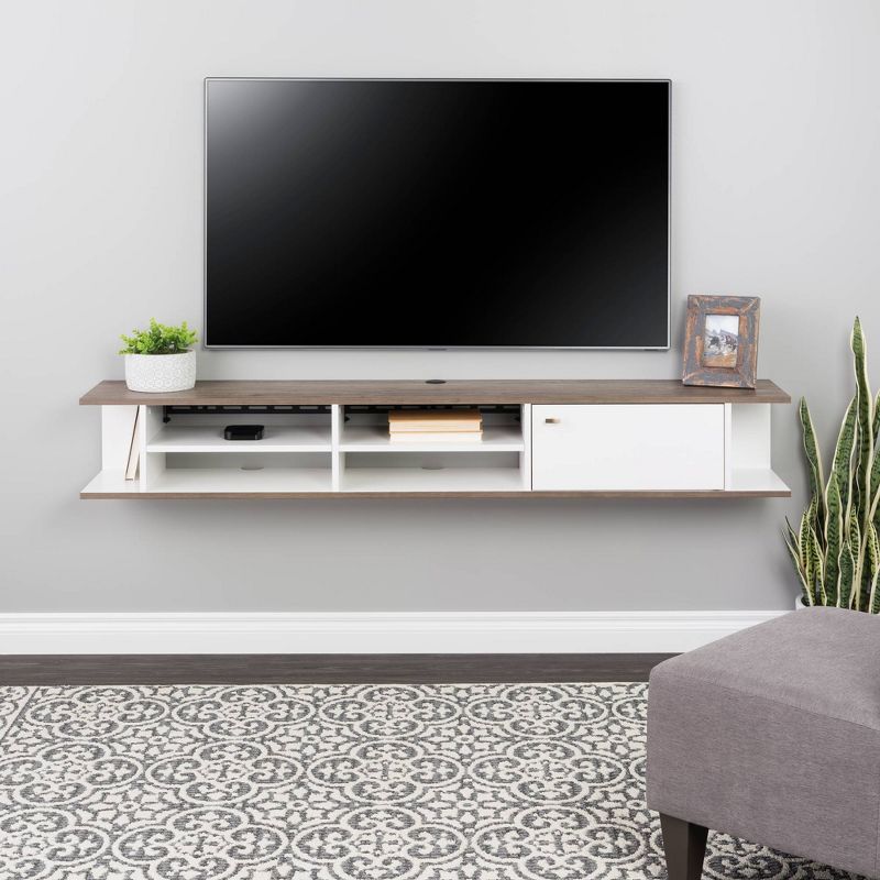 Wall Mounted TV Stand for TVs up to 85&#34; White/Drifted Gray - Prepac, 3 of 7