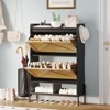 Shoe Cabinet with 2 Flip Drawers – Narrow Freestanding Shoe Organizer with Dry & Wet Separation, Metal Legs - 3 of 4
