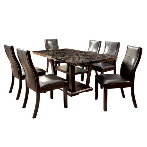 7pc Harrington Faux Marble Table Top W, Faux Marble Dining Table And Chairs