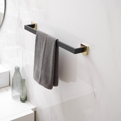 Matte Black and Gold Stainless Steel 5-Piece Bathroom Hardware Set