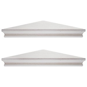 American Art Decor 8" x 16" Set of 2 Decorative Wood Floating Corner Shelves White - Rustic Farmhouse Style, MDF - 1 of 4