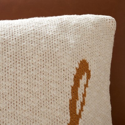 Beige and Mustard Cotton Rectangular Thanksgiving Pillow