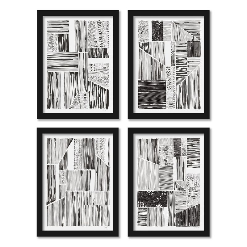 Americanflat Abstract Mid Century Lined Up By Courtney Prahl Set Of 4 Framed Wall Art Set, 1 of 4