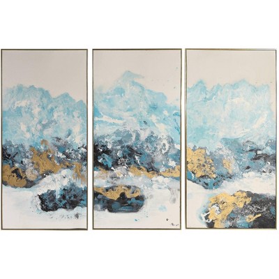 Uttermost Crashing Waves 48" High 3-Piece Framed Canvas Wall Art Set
