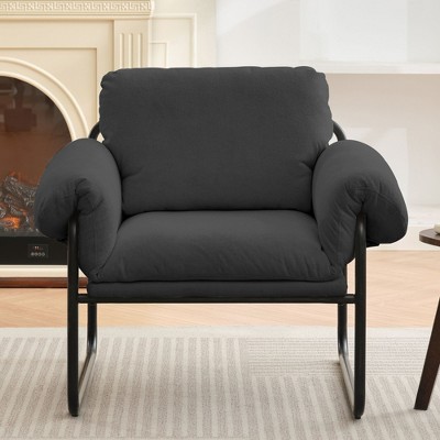Hyleory Moore Metal Lambswool Upholstered Accent Chair for Bedroom Reception Area Reading Room Living Room