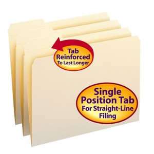 Smead File Folders, Reinforced 1/3-Cut Tab Left Position, Letter Size, Manila, 100 Per Box (10335) - 1 of 4
