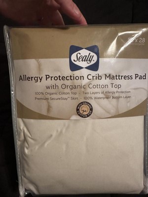 Sealy allergy protection crib mattress pad hot sale cover with organic cotton top