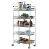 LunaLulink 5-Tier Storage Cart Rolling Trolley, Push Organizer Utility Cart with Lockable Wheels, Hooks, for Home Kitchen, Office - 2 of 2