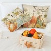 4Pcs Thanksgiving Fall Throw Pillows Cushion Case, 18x18in Set of 4 Pumpkin Watercolor Farmhouse Pillowcase for Thanksgiving Day Harvest Party - 3 of 3
