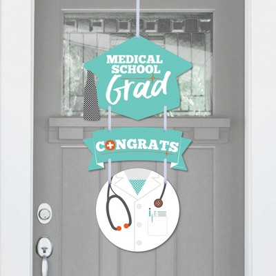 Big Dot of Happiness Medical School Grad - Hanging Porch Doctor Graduation Party Outdoor Decorations - Front Door Decor - 3 Piece Sign