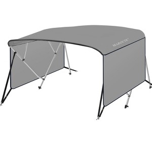 3/4 Bow Bimini Tops with Mesh Sidewalls, Boat Canopy with Support Poles, Marine Grade Pu Coating Canvas, 2 Straps, 2 Rear Support Poles, Zippered Boot - 1 of 4