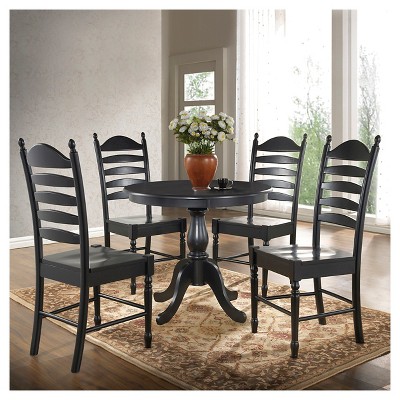 Black Round Dining Room Table / Brynwood Black 5 Pc Pedestal Dining Set Black Chairs Round Rustic - Fill out your smaller dining room area or a corner in your kitchen with this round dining table.