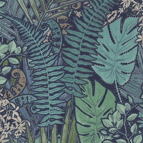 Transform Hand Drawn Tropic Blues Peel And Stick Wallpaper : Target