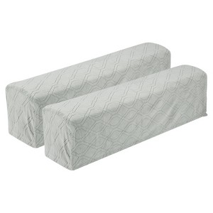 Unique Bargains Diamond Pattern Stretch Soft Jacquard Non Slip Sofa Armrest Covers - 1 of 4