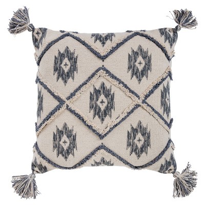 20"x20" Oversize Ikat Square Throw Pillow Cover Blue - Rizzy Home