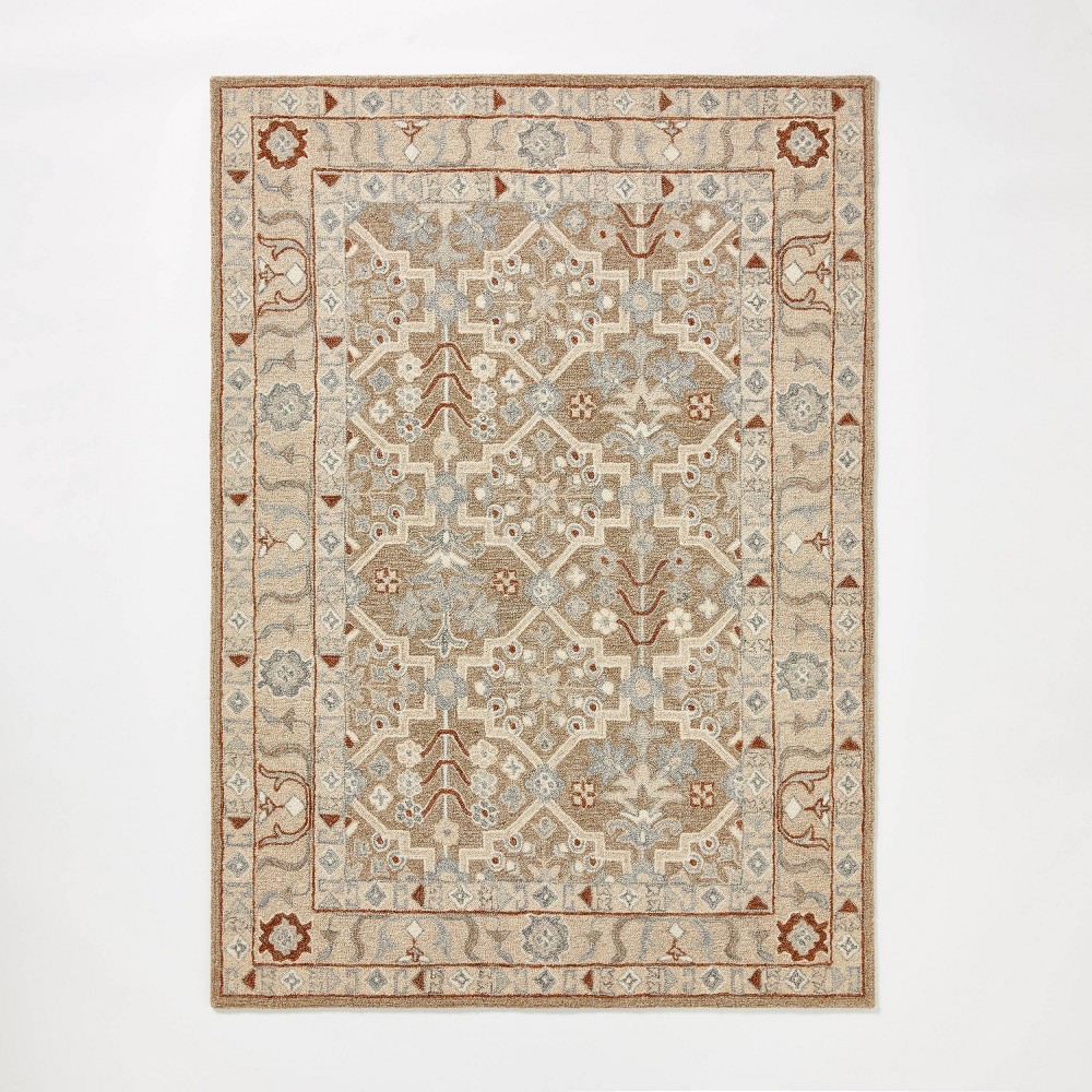 Photos - Doormat 5'x7' Tufted Persian Style Mushroom Rug Beige - Threshold™ designed with S