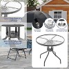 Patio Dining Set for 4 With Umbrella, Outdoor Furniture Set With 4 Folding Dining Chairs, Table Umbrella With Tempered Glass Top Dinings Table - 4 of 4