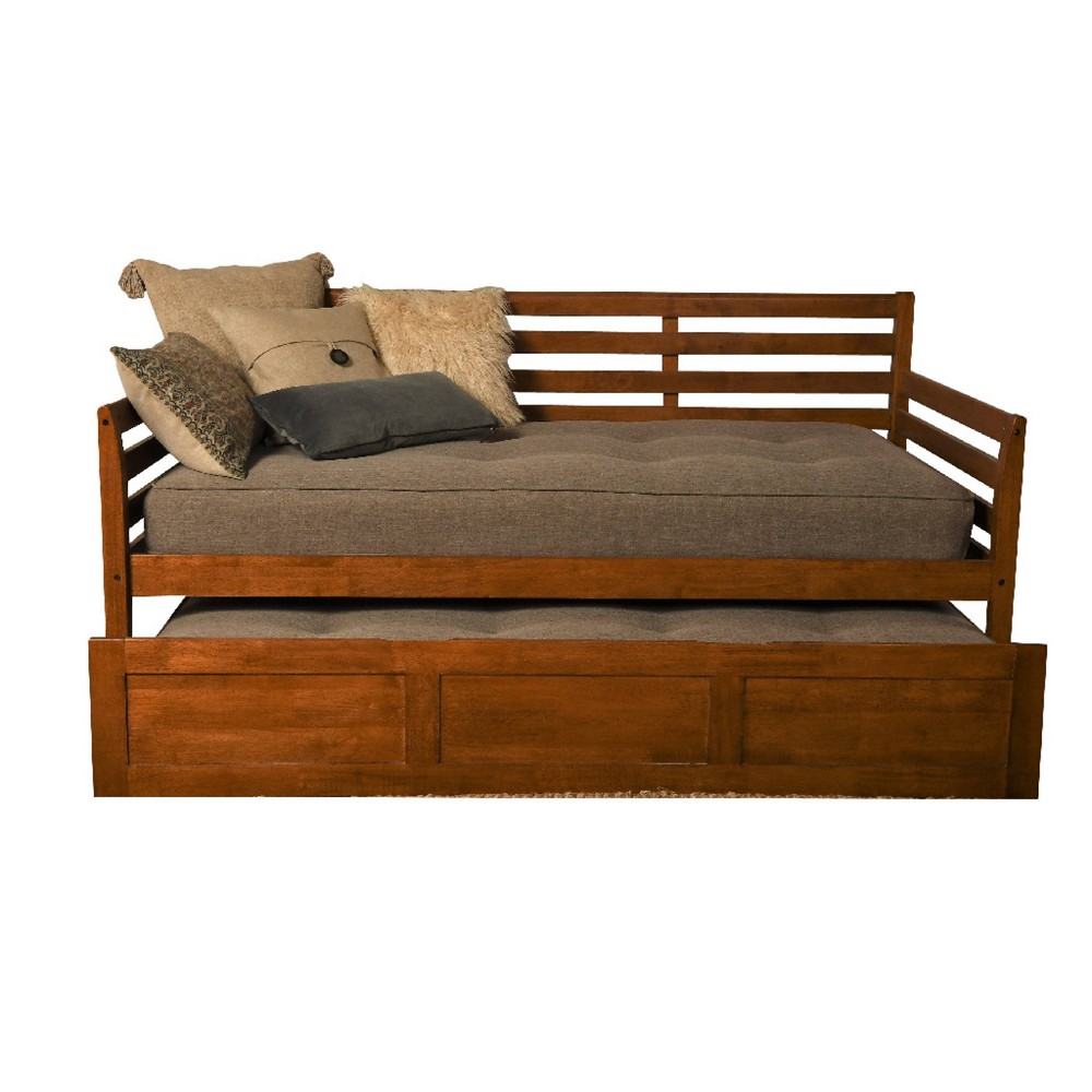 Photos - Bed Twin Yorkville Trundle Daybed with 2 Mattresses Stone - Dual Comfort: Mid