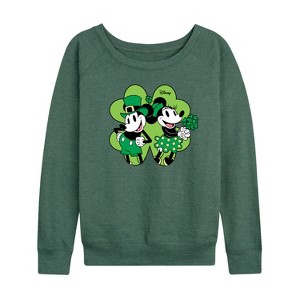 Women's - Disney - Mickey Minnie Shamrock Lightweight French Terry Slouchy - 1 of 4