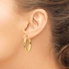 Black Bow Jewelry 4mm x 30mm 14k Yellow Gold Satin & Diamond-Cut Oval Hoop Earrings - 3 of 4