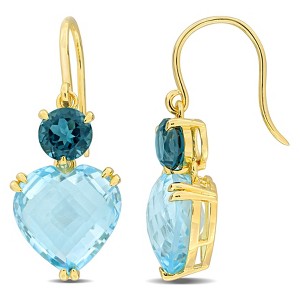 EVERLY JEWELRY | Yellow Plated Sterling Silver 25 5/8 CT TGW Blue Topaz - Sky Blue Topaz - London Shepherd hook Earrings - 1 of 4