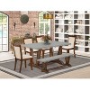 HomeStock 6-Piece Rectangle Distressed Jacobean Finish Solid Wood Top Dining Table with 1-Bench, 4-Chairs - 2 of 4