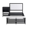 TIRAMISUBEST Twin/Full Size Metal Platform Bed with Two-Tier Storage Shelves and Wooden Storage Cabinet, Modern Bed Frame with Headboard - 4 of 4