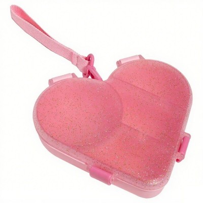 LunaLulinlk Lunch Box Heart Shape Snack Box, Pink