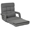 HOMCOM Convertible Floor Sofa Bed, Recliner Armchair Upholstered Sleeper Chair with Pillow for Living Room Bedroom Lounge, Gray - 4 of 4