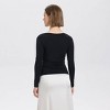 Women's Long Sleeve Ruched Boatneck Woven Blouse - A New Day™ Black - 2 of 3