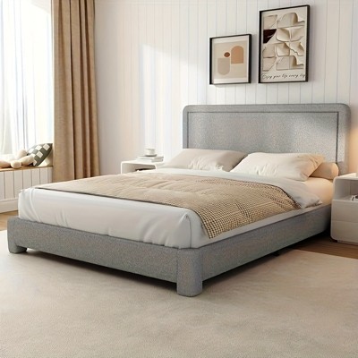 Vipbear modern simple style bed frame, full size round bed frame, suitable for bedroom, room adjustable headboard, easy to assemble