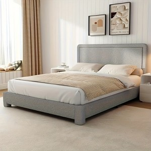 Vipbear modern simple style bed frame, full size round bed frame, suitable for bedroom, room adjustable headboard, easy to assemble - 1 of 4