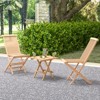 Tangkula Wooden Folding Slatted Set with 2 Dining Chairs Square Table Natural Indonesia Teak Wood Patio Chairs Table Set - 2 of 4