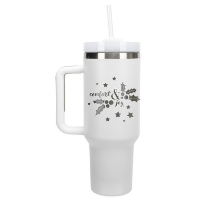 100 North Comfort & Joy Boughs of Holly Christmas Wrap-Around 40 Oz. Stainless Steel Water Bottle Coffee Mug, Spill & Leak Resistant, Travel Tumbler