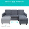 Best Choice Products Linen Sectional Sofa Couch w/ Chaise Lounge, 3-Seat Design, Reversible Ottoman Bench - image 2 of 4