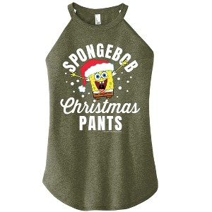 Women's - SpongeBob SquarePants - SpongeBob Christmas Pants Graphic High Neck Tank - 1 of 4