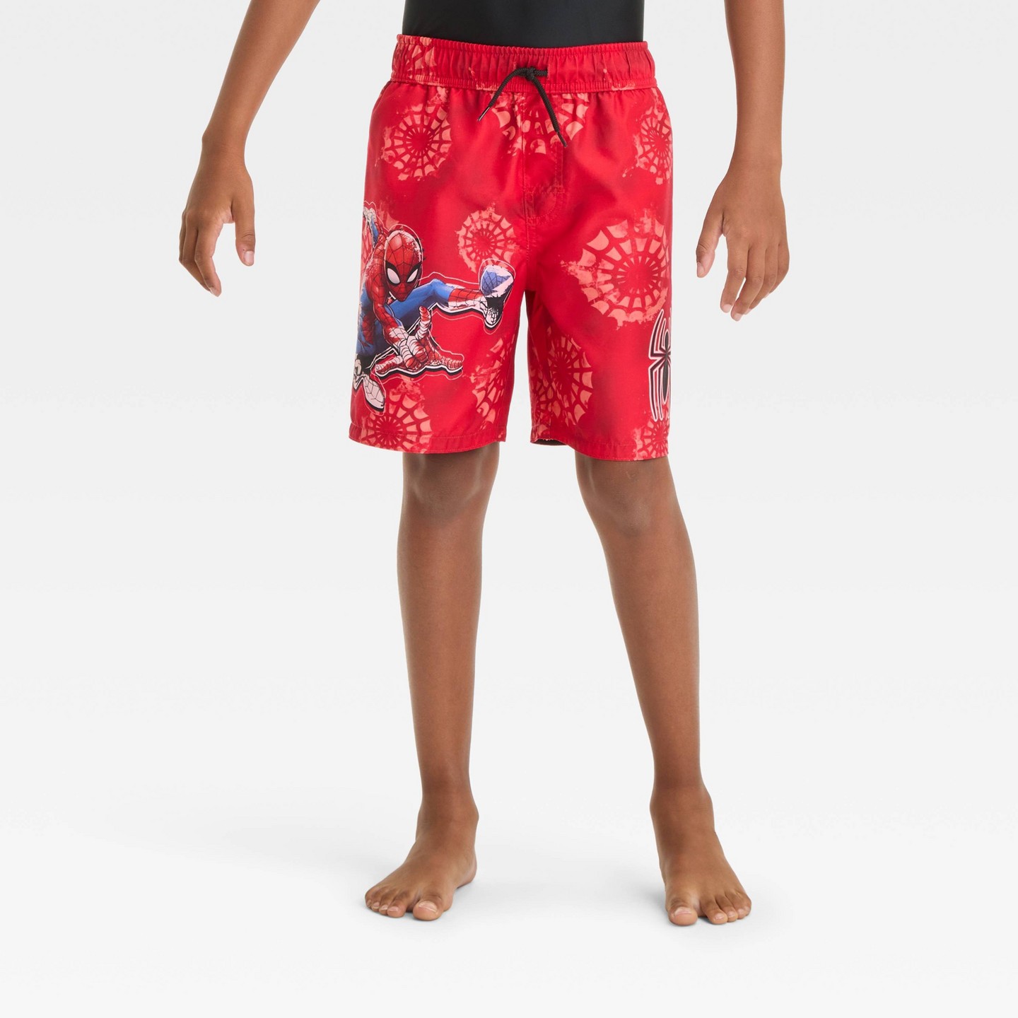 Детские шорты Spider-Man Boys' Solid Swim Shorts - Red M: Polyester, Tagless, Mid Rise, UPF 50+, Microfiber, цвет: Красный — фото 1