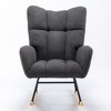 Aukfa Soft Teddy Fabric Rocking Chair w/Pocket - Ergonomic Nursery Glider, Solid Wood Base, 263LB Capacity for Living Room & Bedroom - 3 of 4