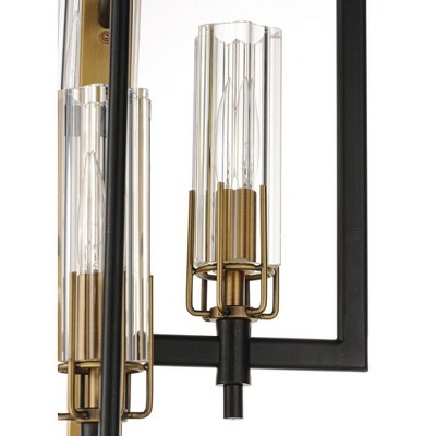Elegant Black and Antique Brass 4-Light Pendant with Clear Glass Shades