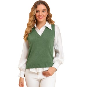 INSPIRE CHIC Women's V Neck Sleeveless Pullover Knit Sweater Vest - 1 of 4