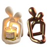 Modern Romantic Love Statue Figurine Hugging Couple Decoration, Mini Couple Statue Abstract Sculpture Knick Knacks Home Decor (Excluding Lamp), Milky - 4 of 4