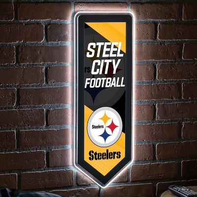 Evergreen Ultra-Thin Glazelight LED Wall Decor, Pennant, Pittsburgh Steelers- 9 x 23 Inches Made In USA
