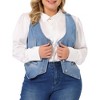 Agnes Orinda Women's Plus Size Fashion Retro Sleeveless Button-Up Jean Denim Vests - 2 of 4